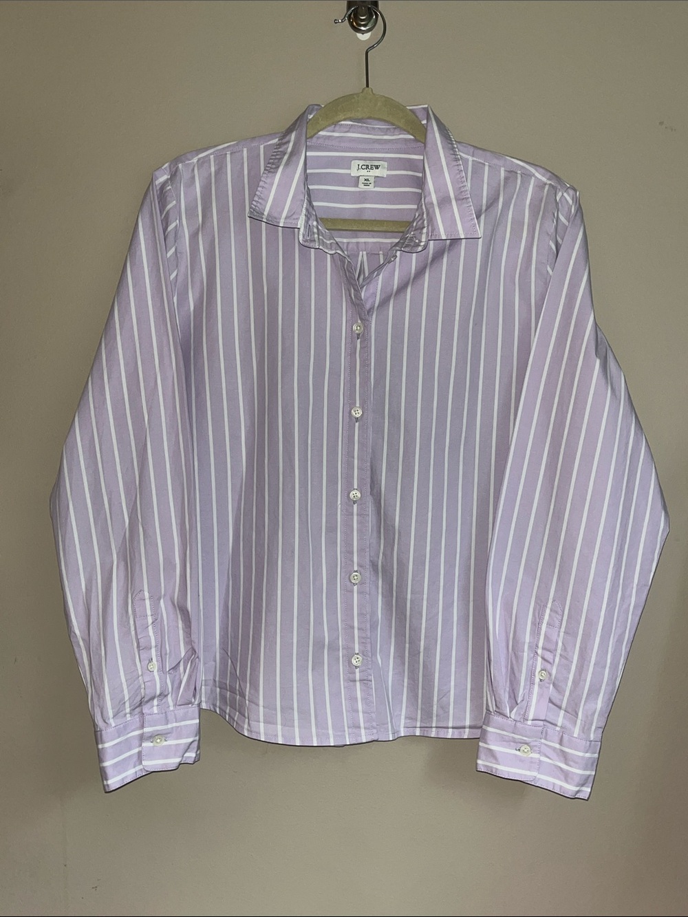 J.Crew Factory Striped Modern Button-Up in Lilac/White Shirt size XL